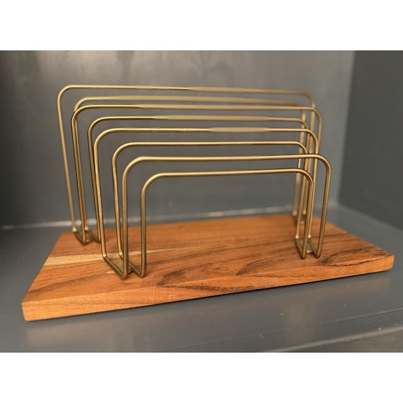 Hearth and Hand with Magnolia Other - Hearth & Hand By Magnolia Wood & Brass File Folder Letter Paper Holder Organizer